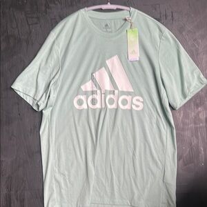 Adidas Men's Light Green Tee with White Logo